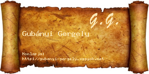 Gubányi Gergely névjegykártya