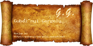 Gubányi Gergely névjegykártya